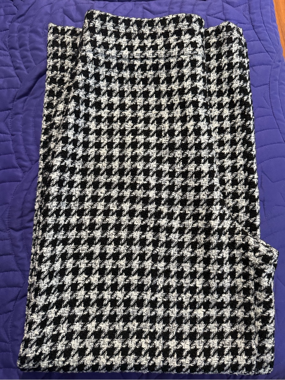 Zara Black & White Wide Leg Pants with Houndstooth